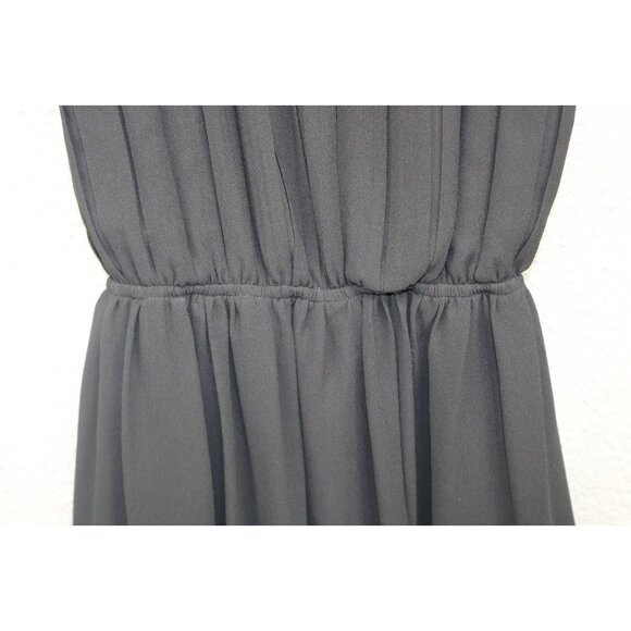 Umgee Black Sleeveless Lace Chiffon Pleated A-Line Dress-Medium-Goth-Witchy - Picture 4 of 12